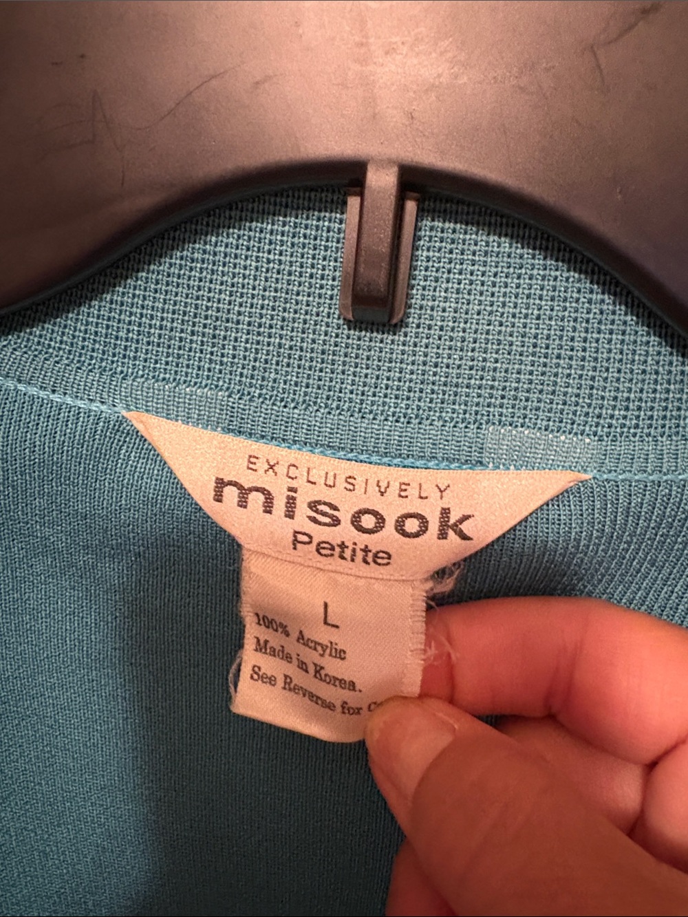 Misook Petite Teal Crewneck Knit Sweater